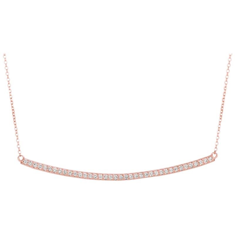 0.40 Carat Natural Diamond Bar Pendant 14 Karat Rose Gold G SI Chain