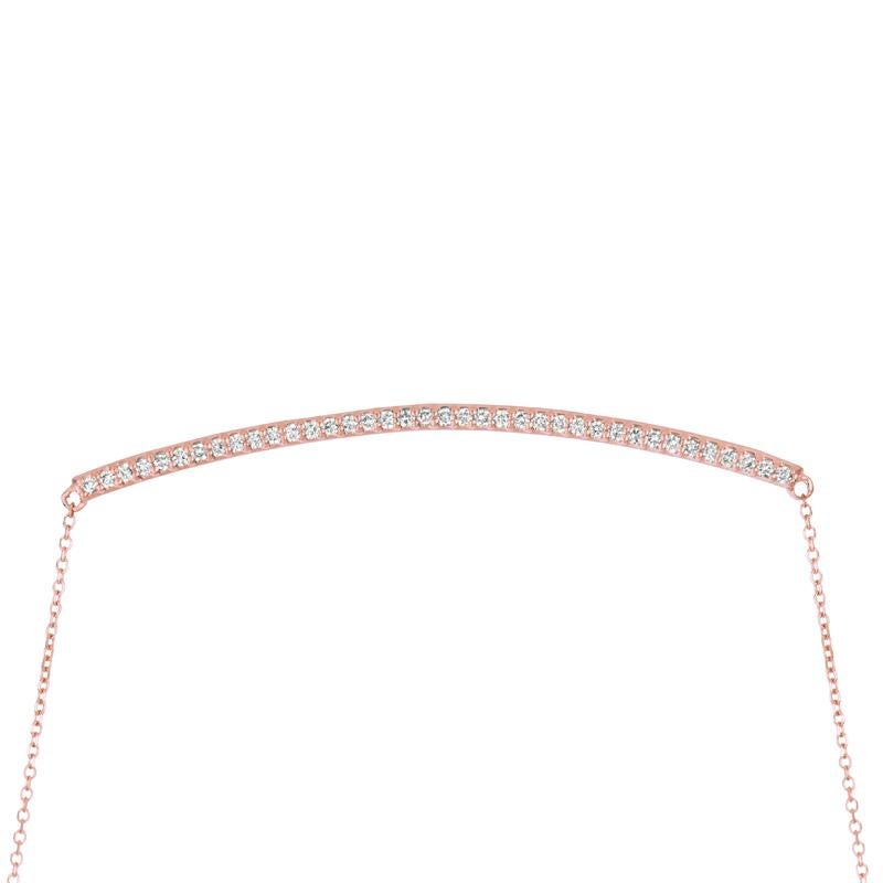 Contemporary 0.40 Carat Natural Diamond Bar Pendant 14 Karat Rose Gold G SI Chain For Sale