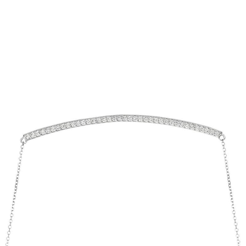 Contemporary 0.40 Carat Natural Diamond Bar Pendant 14 Karat White Gold G SI Chain For Sale