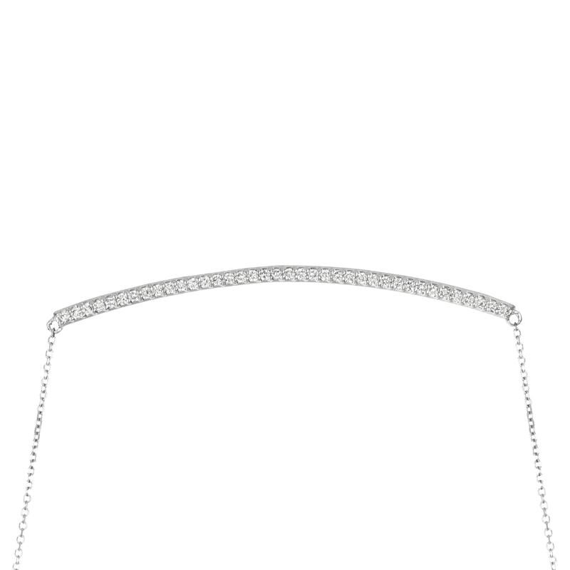Contemporain Pendentif en or blanc 14 carats avec chaîne G SI en forme de barre de diamants naturels de 0,40 carat en vente