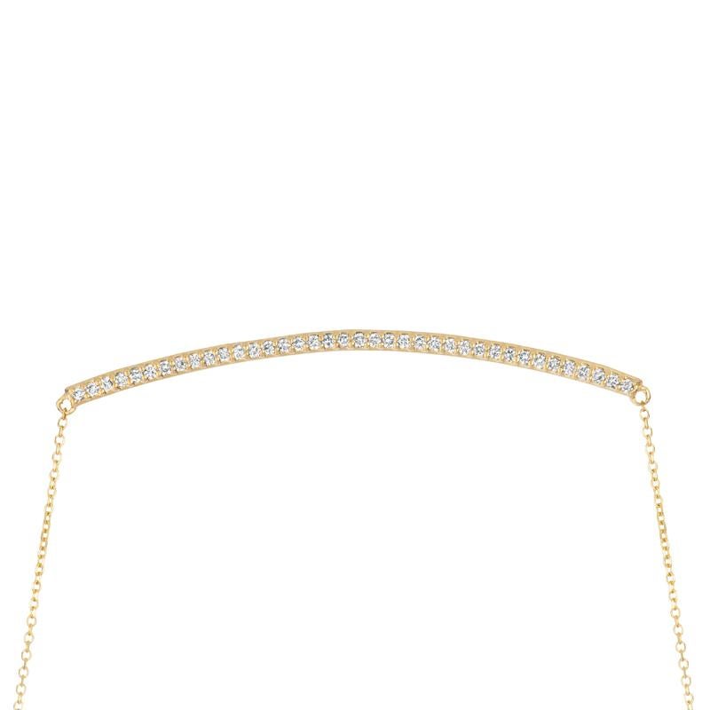 Contemporary 0.40 Carat Natural Diamond Bar Pendant 14 Karat Yellow Gold G SI Chain For Sale