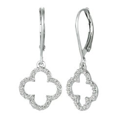 0.40 Carat Natural Diamond Clover Earrings G SI 14k White Gold