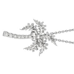 0.40 Carat Natural Diamond Coconut Tree Necklace Pendant 14 Karat White Gold