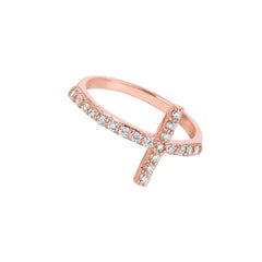 0.40 Carat Natural Diamond Cross Ring G SI 14 Karat Rose Gold