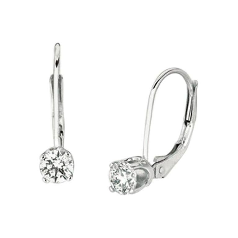 0.40 Carat Natural Diamond Earrings G SI in 14k White Gold 20 Points Each For Sale