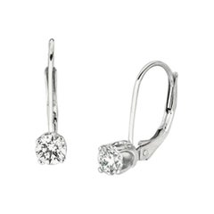 0.40 Carat Natural Diamond Earrings G SI in 14k White Gold 20 Points Each