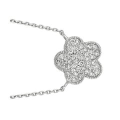 0.40 Carat Natural Diamond Flower Cluster Necklace 14 Karat White Gold G SI