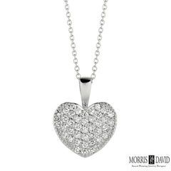 0.40 Carat Natural Diamond Heart Necklace 14 Karat White Gold G SI Chain