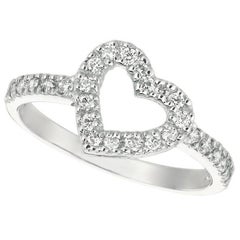 0.40 Carat Natural Diamond Heart Ring Band G SI 14K White Gold