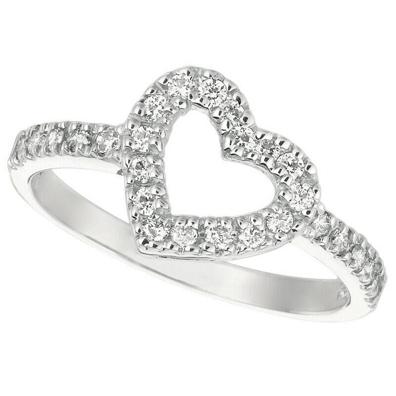 For Sale:  0.40 Carat Natural Diamond Heart Ring Band G SI 14K White Gold 3