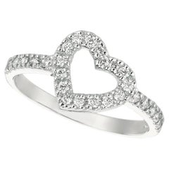 0.40 Carat Natural Diamond Heart Ring Band G SI 14K White Gold