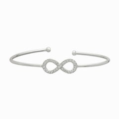 Bracelet jonc Infinity en or blanc 14 carats avec diamants naturels de 0,40 carat
