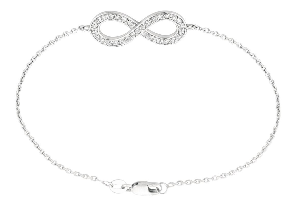 Contemporain Bracelet infini G SI en or blanc 14 carats avec diamants naturels de 0,40 carat en vente