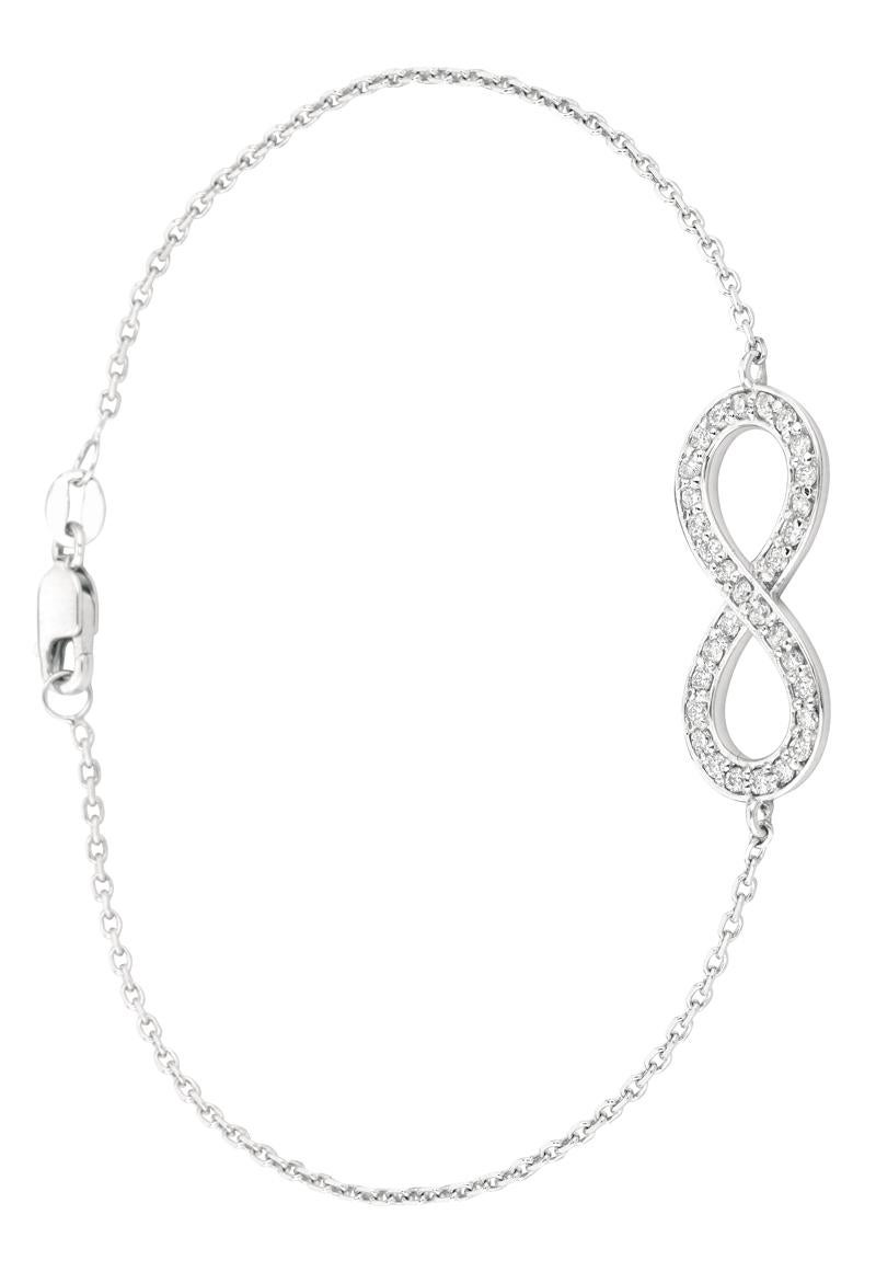 Taille ronde Bracelet infini G SI en or blanc 14 carats avec diamants naturels de 0,40 carat en vente