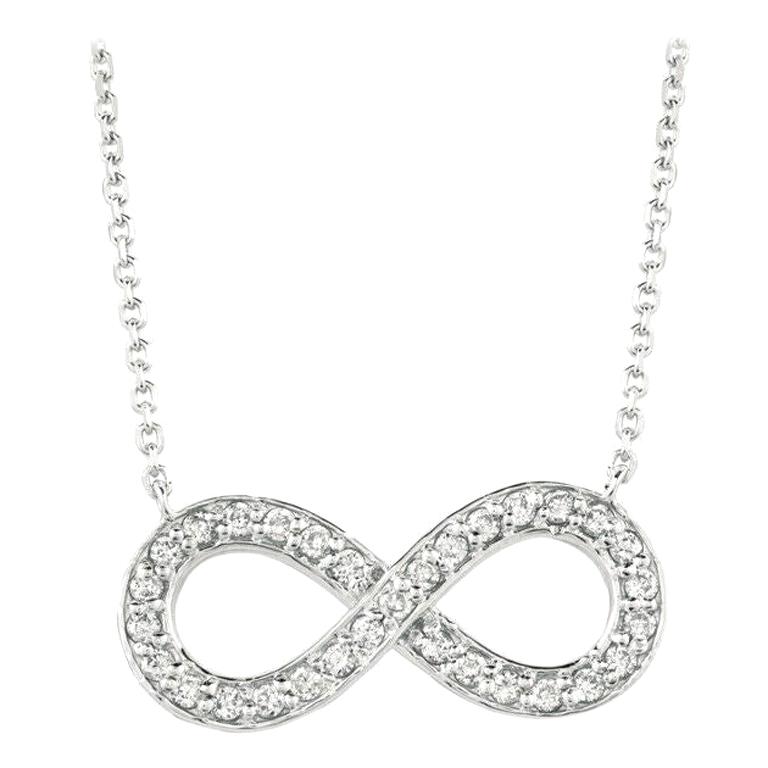 0.40 Carat Natural Diamond Infinity Necklace 14 Karat White Gold G SI For Sale