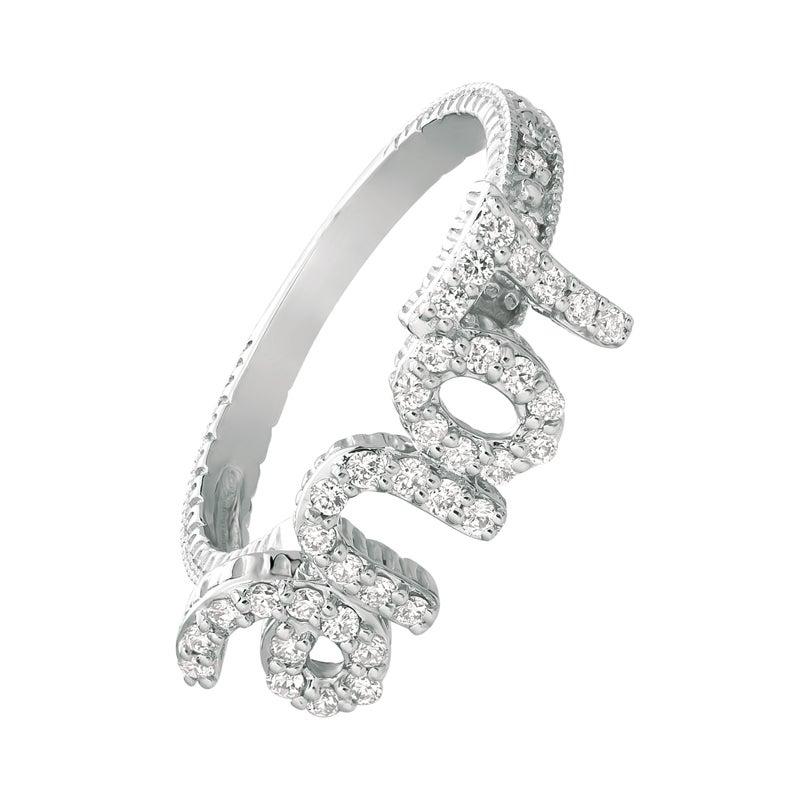 For Sale:  0.40 Carat Natural Diamond Love Ring G SI 14 Karat White Gold 2