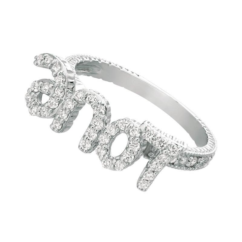 For Sale:  0.40 Carat Natural Diamond Love Ring G SI 14 Karat White Gold 3
