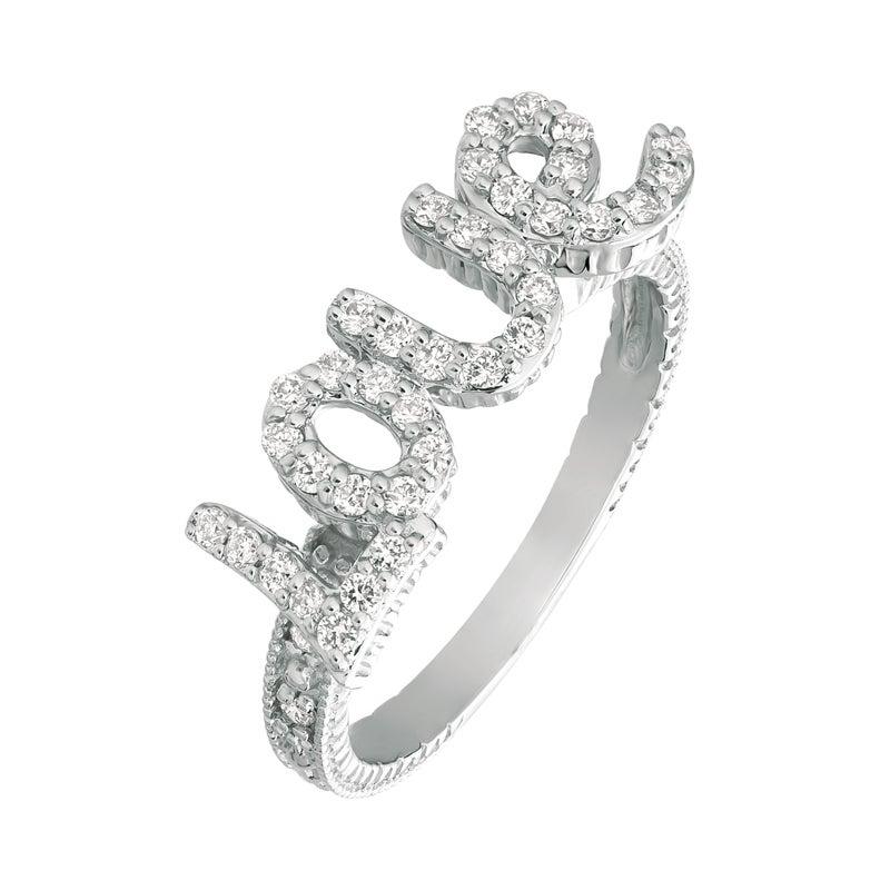 For Sale:  0.40 Carat Natural Diamond Love Ring G SI 14 Karat White Gold 4