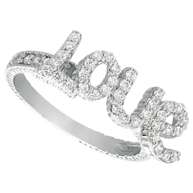 0,40 Quilates Anillo de Amor Diamante Natural G SI Oro Blanco 14 Kilates