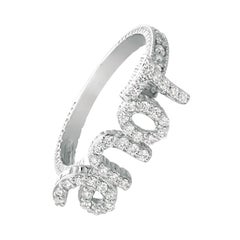 0.40 Carat Natural Diamond Love Ring G SI 14 Karat White Gold