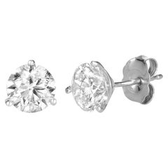 0,40 Karat natürlicher Diamant Martini 3 Zacken-Ohrstecker G SI 14K Weißgold