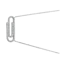0.40 Carat Natural Diamond Paper Clip Necklace 14 Karat White Gold G SI Chain