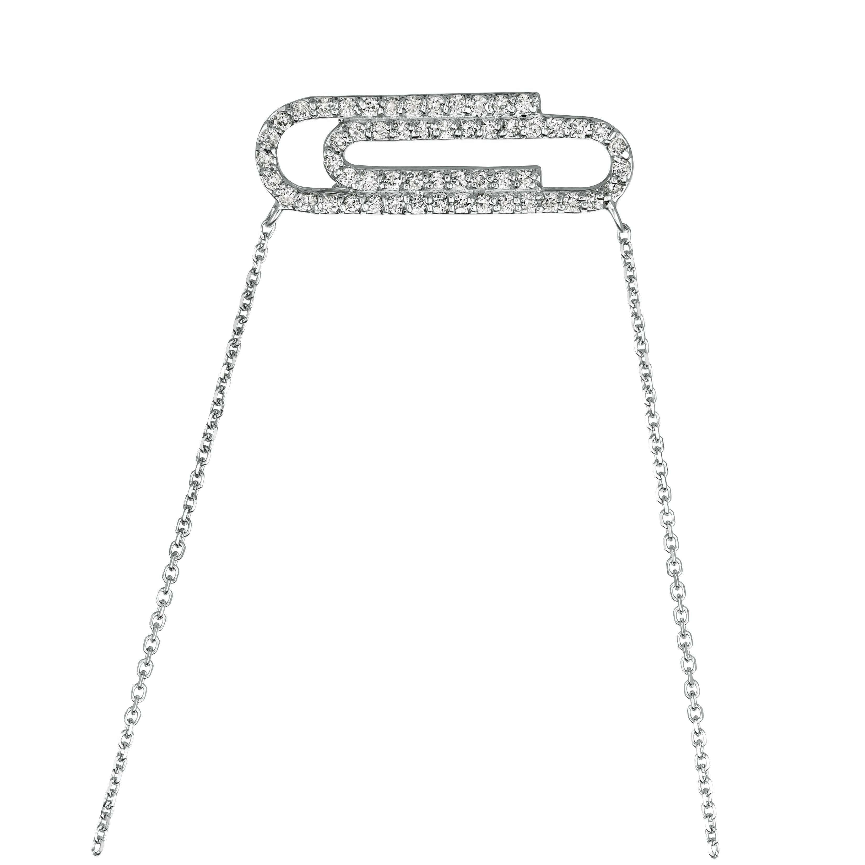paper clip white gold necklace