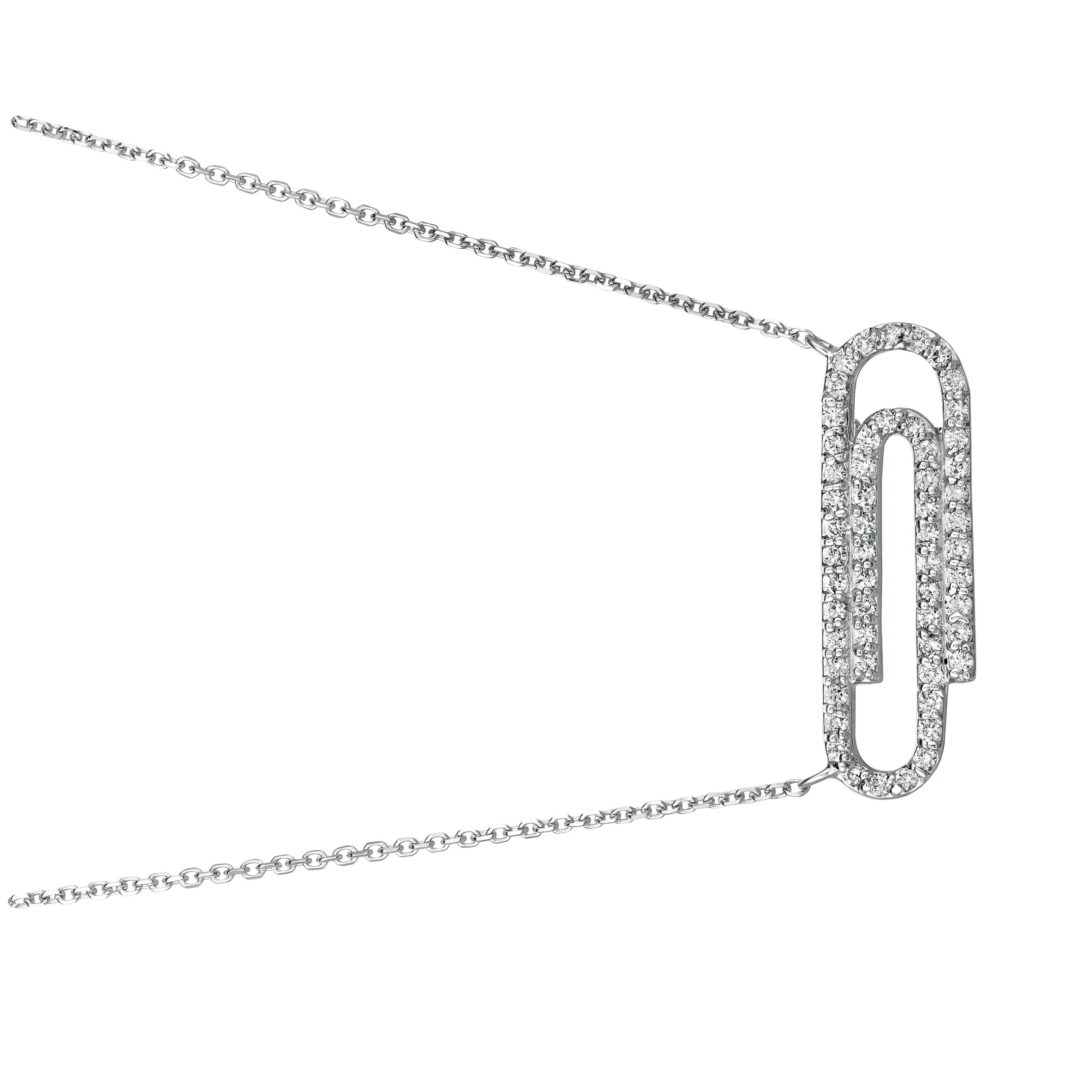 0,40 Karat natürlicher Diamant Papier Clip-Halskette 14 Karat Weißgold G SI Kette (Rundschliff) im Angebot