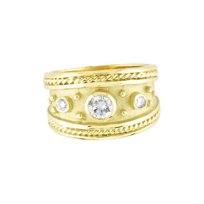 For Sale:  0.40 Carat Natural Diamond Ring Antique Style 18K Yellow Gold 3