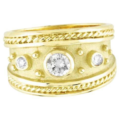 Bague en or jaune 18 carats de style ancien avec diamants naturels de 0,40 carat