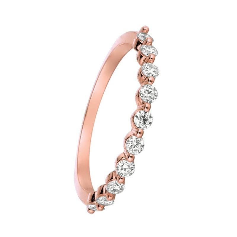 For Sale:  0.40 Carat Natural Diamond Ring G SI 14 Karat Rose Gold 10 Stones 2