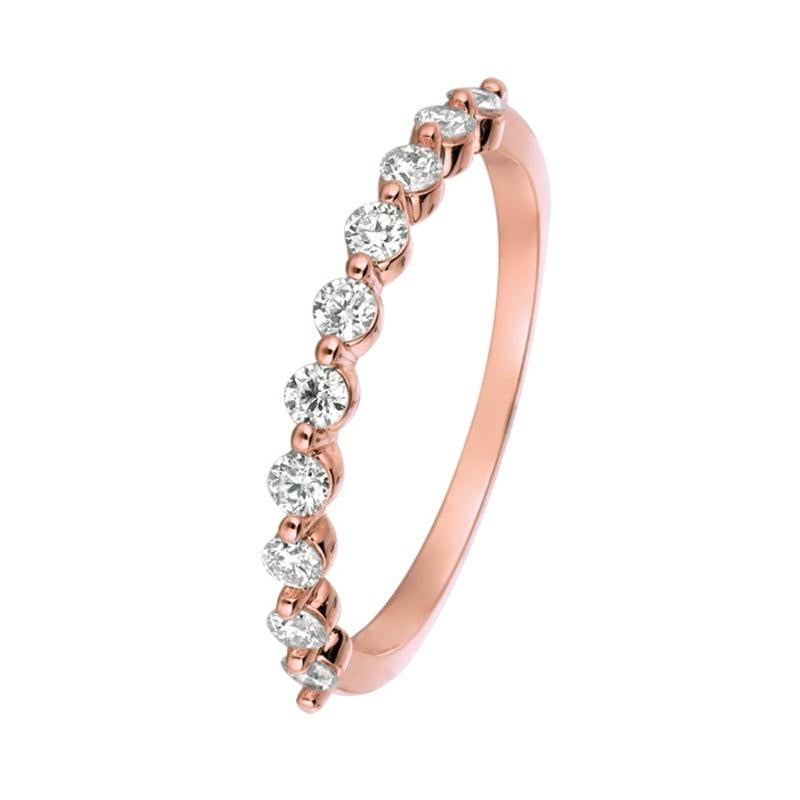 For Sale:  0.40 Carat Natural Diamond Ring G SI 14 Karat Rose Gold 10 Stones 4