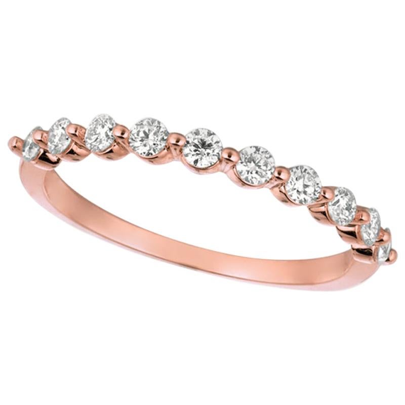 0.40 Carat Natural Diamond Ring G SI 14 Karat Rose Gold 10 Stones