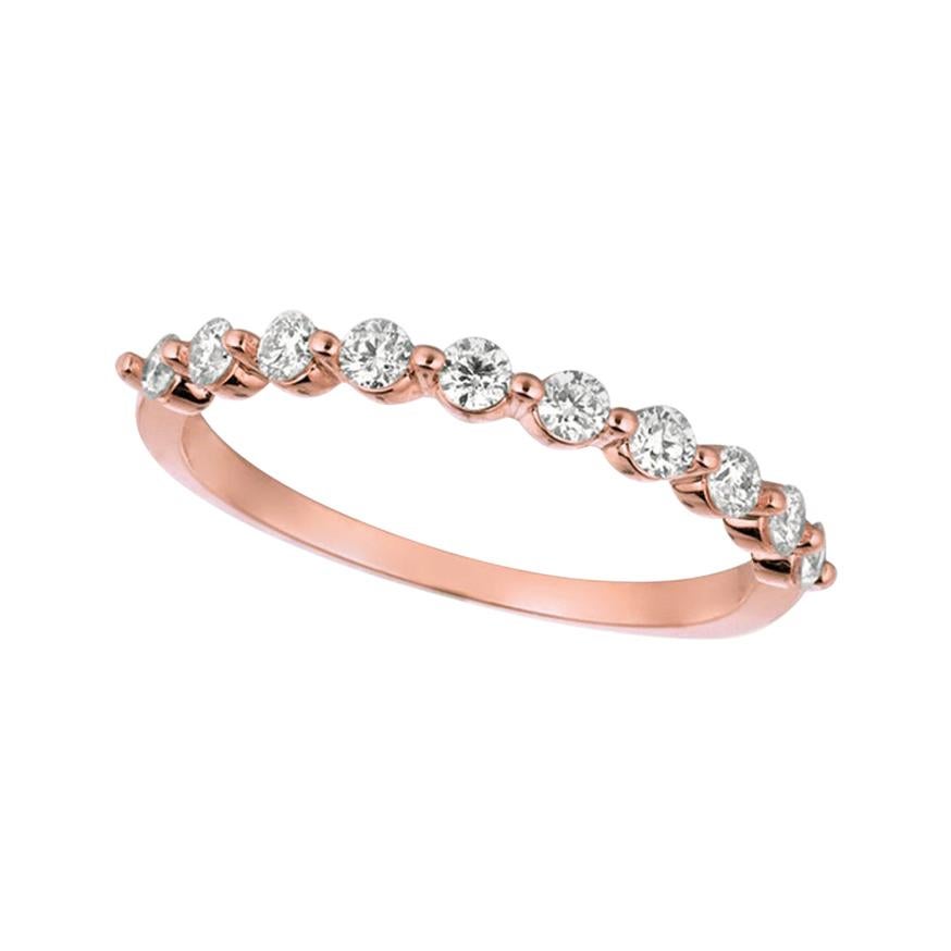 0,40 Quilates Anillo Diamante Natural G SI 14 Quilates Oro Rosa 10 Piedras