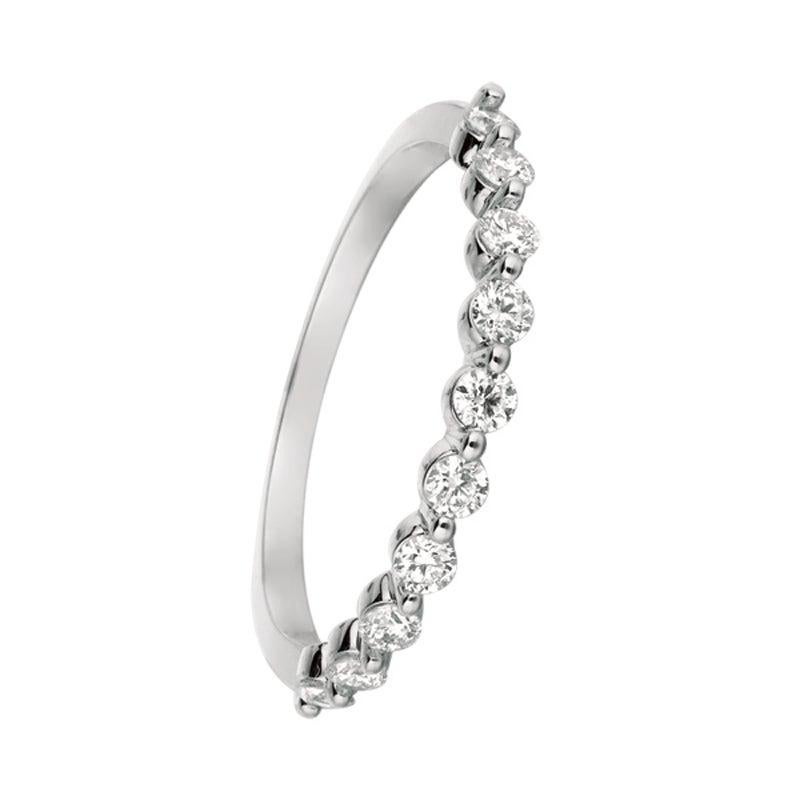 For Sale:  0.40 Carat Natural Diamond Ring G SI 14 Karat White Gold 10 Stones 2