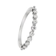0.40 Carat Natural Diamond Ring G SI 14 Karat White Gold 10 Stones