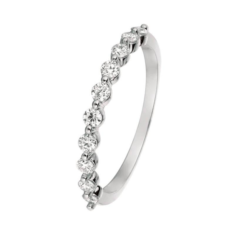For Sale:  0.40 Carat Natural Diamond Ring G SI 14 Karat White Gold 10 Stones 4