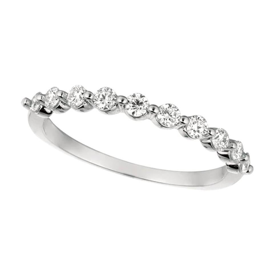 0,40 Quilates Anillo Diamante Natural G SI 14 Quilates Oro Blanco 10 Piedras