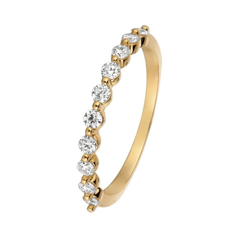 For Sale:  0.40 Carat Natural Diamond Ring G SI 14 Karat Yellow Gold 10 Stones 4