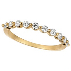 0.40 Carat Natural Diamond Ring G SI 14 Karat Yellow Gold 10 Stones