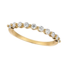 0.40 Carat Natural Diamond Ring G SI 14 Karat Yellow Gold 10 Stones