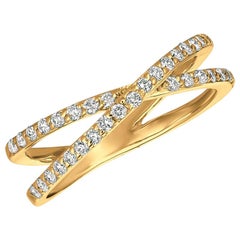 0.40 Carat Emerald and Diamond 14 Karat Yellow Gold Ring at 1stDibs