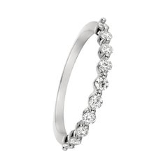 0.40 Carat Natural Diamond Ring G SI 14 Karat White Gold 10 Stones