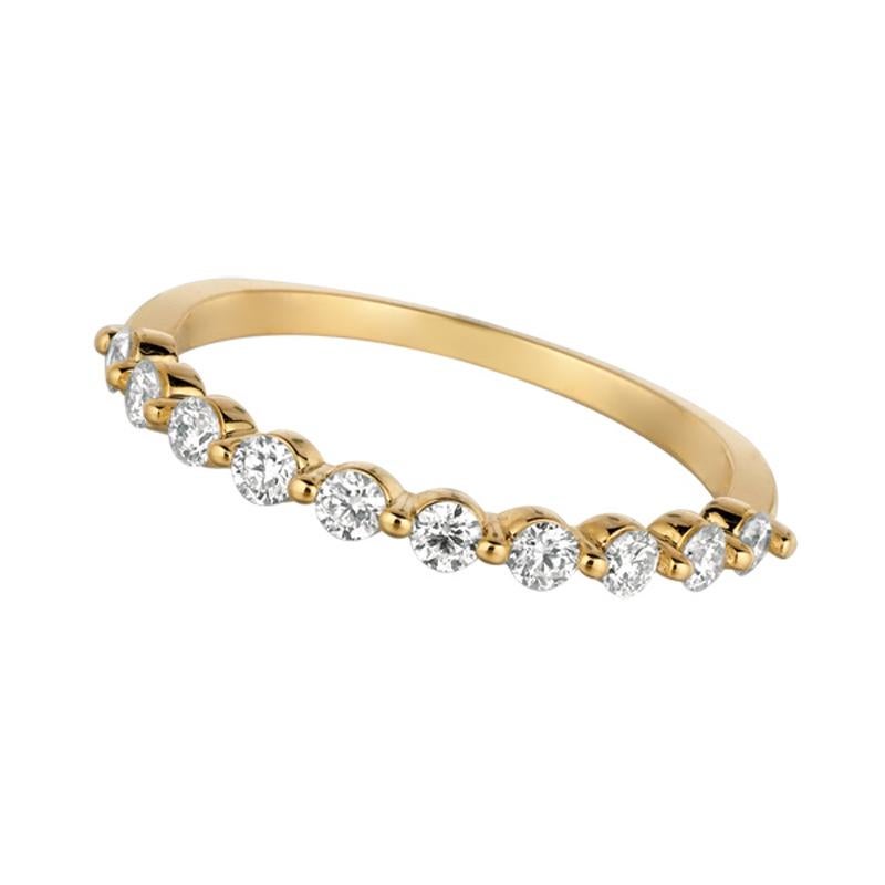 0,40 Quilates Anillo Diamante Natural G SI 14 Quilates Oro Amarillo 10 Piedras Contemporáneo en venta