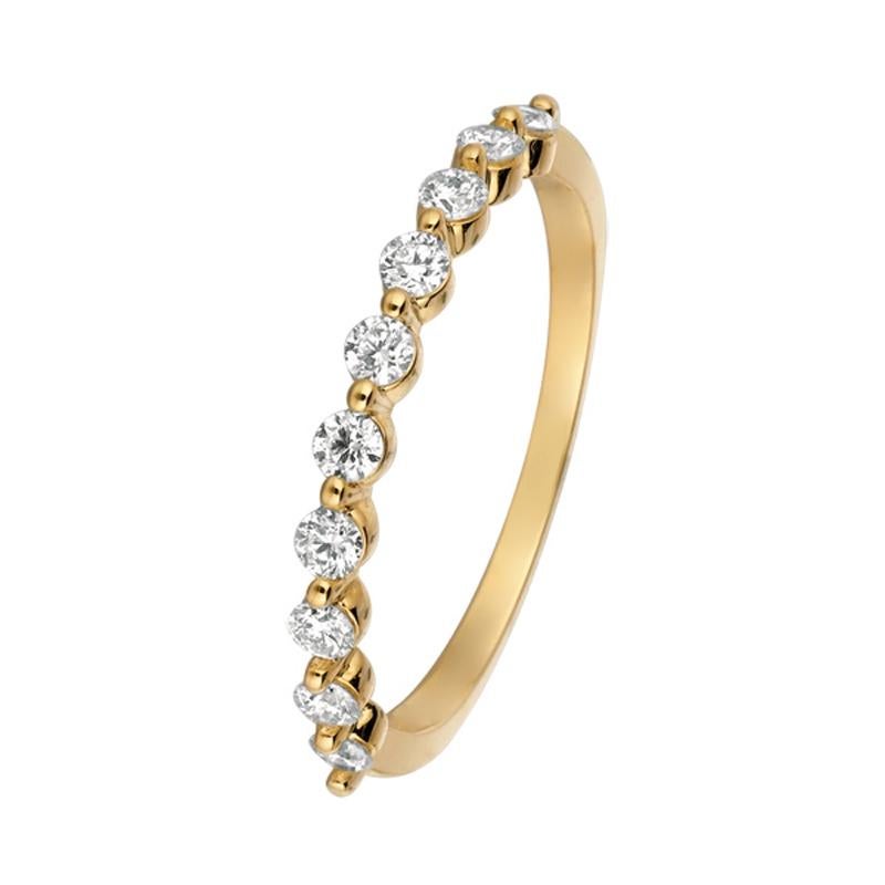 0,40 Quilates Anillo Diamante Natural G SI 14 Quilates Oro Amarillo 10 Piedras Corte redondo en venta