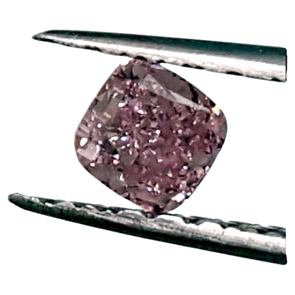 0.40 Carat Natural Fancy Intense Purple-Pink Diamond, Cushion Cut, GIA Report. For Sale