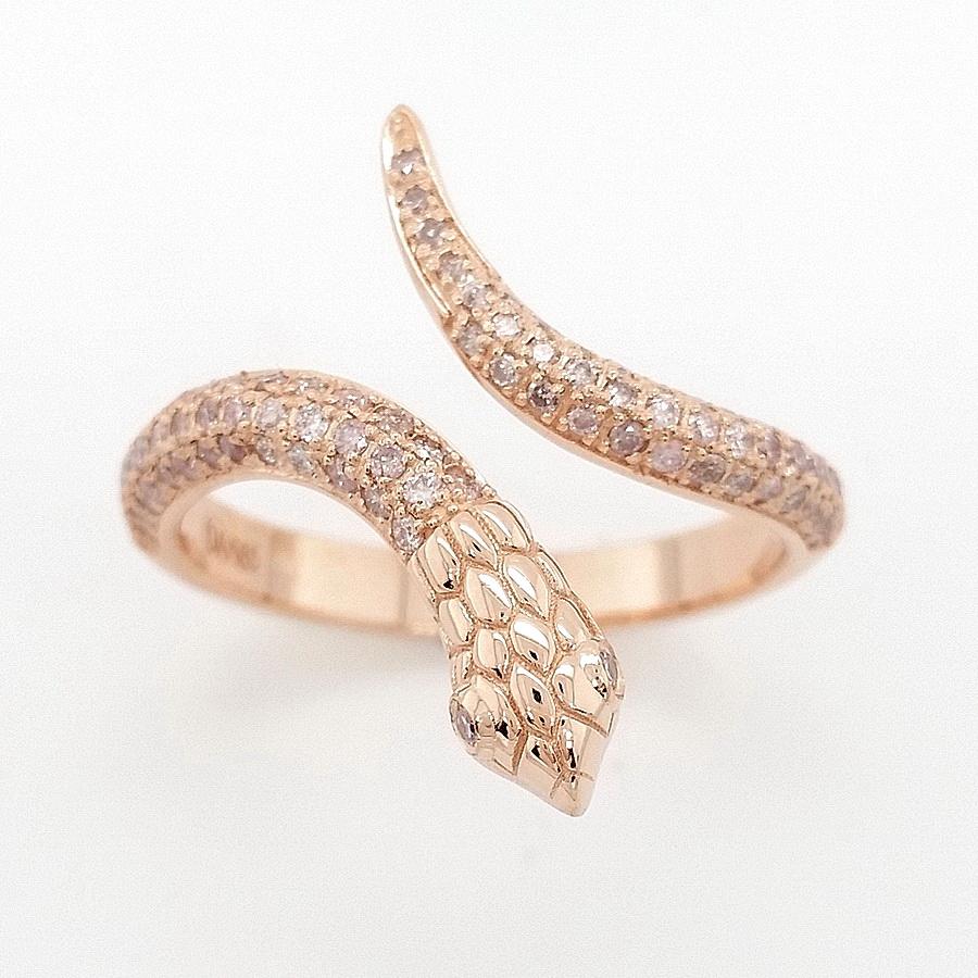 Round Cut NO RESERVE 0.40CT Natural Pink Diamond Snake Ring 14k Rose Gold For Sale