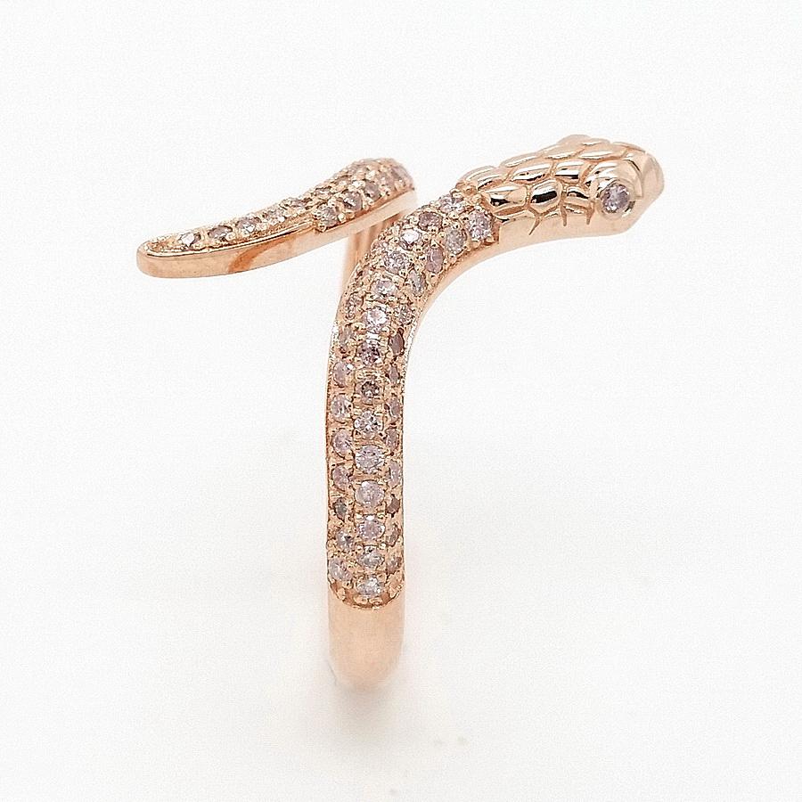 NO RESERVE 0.40CT Natural Pink Diamond Snake Ring 14k Rose Gold In New Condition For Sale In Ramat Gan, IL