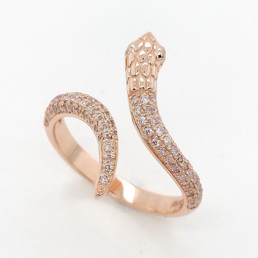 Women's NO RESERVE 0.40CT Natural Pink Diamond Snake Ring 14k Rose Gold For Sale