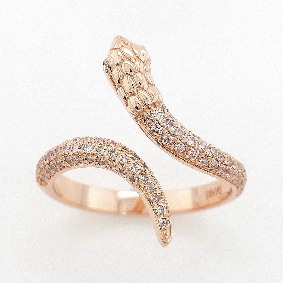 NO RESERVE 0.40CT Natural Pink Diamond Snake Ring 14k Rose Gold For Sale 1